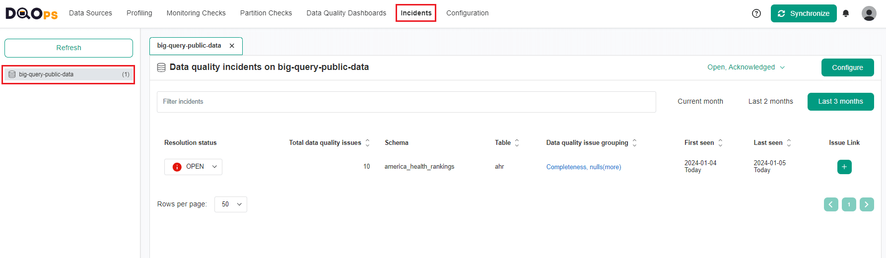 Navigating to the Incidents section
