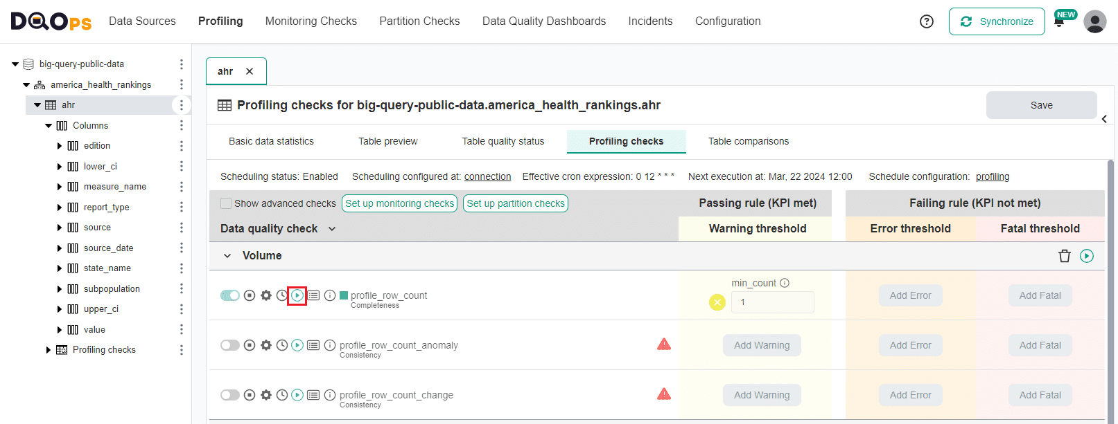 Run the profiling check