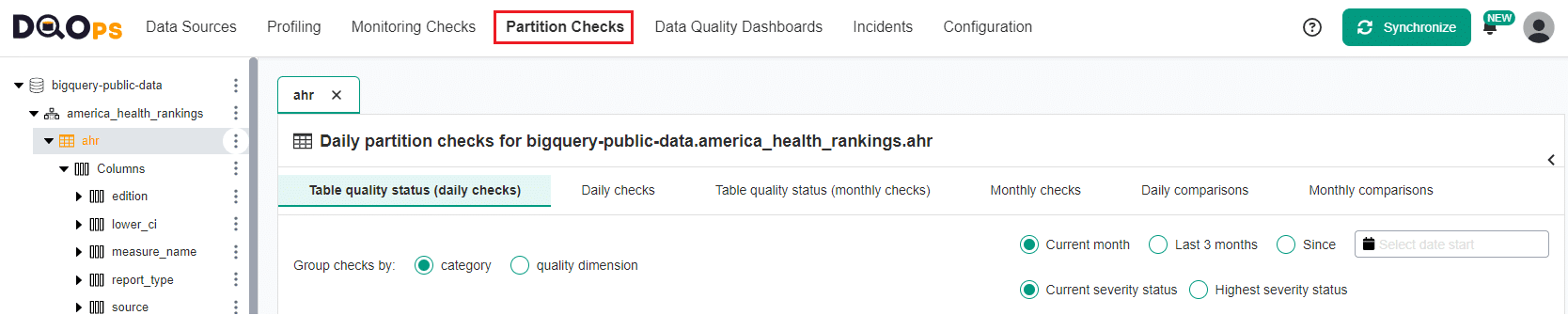 Main workspace tabs - Partition