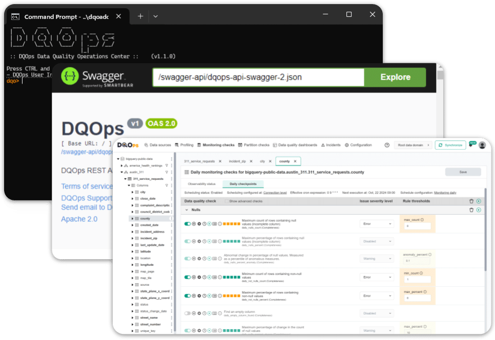 DQOps user interfaces